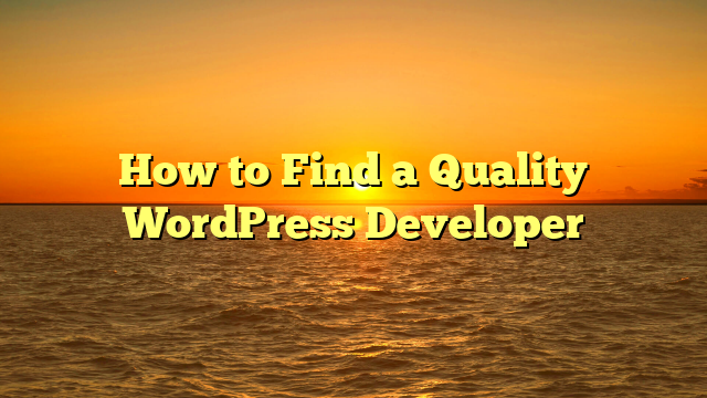 How to Find a Quality WordPress Developer